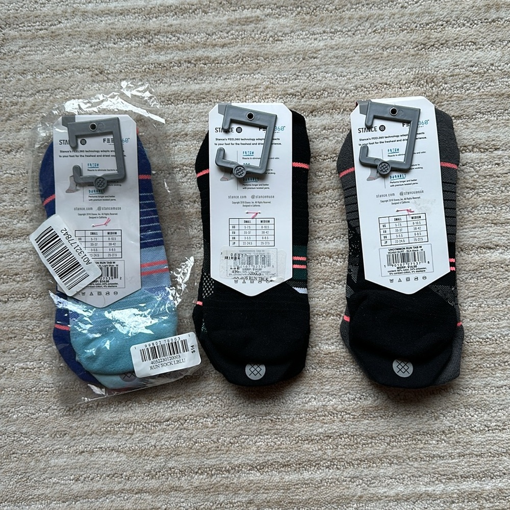 3 Pairs of Stance Socks Feel 360 Run Performance Socks Tab Ankle Height Medium - Picture 3 of 13